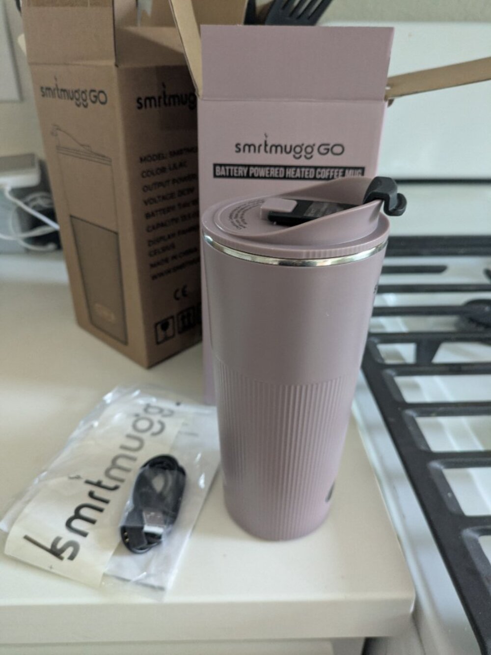 SmrtMugg Go Heated Travel Mug Lilac Open Box Unused
